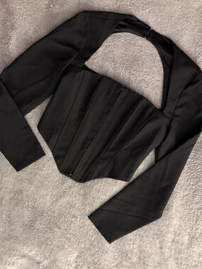 Club L London Black Satin Corset Belt with Long Sashes